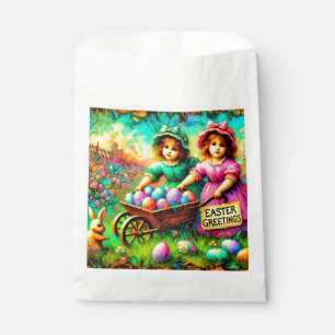 Sachets En Papier SALUTATIONS DE PÂQUES ~ Petites filles Vintages oe