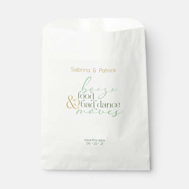 Sachets En Papier Sauvez la date Green Booze Aliments Mauvais Danse  (Devant)