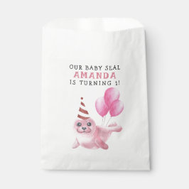 Sachets En Papier Sceau rose 1er anniversaire sous la mer