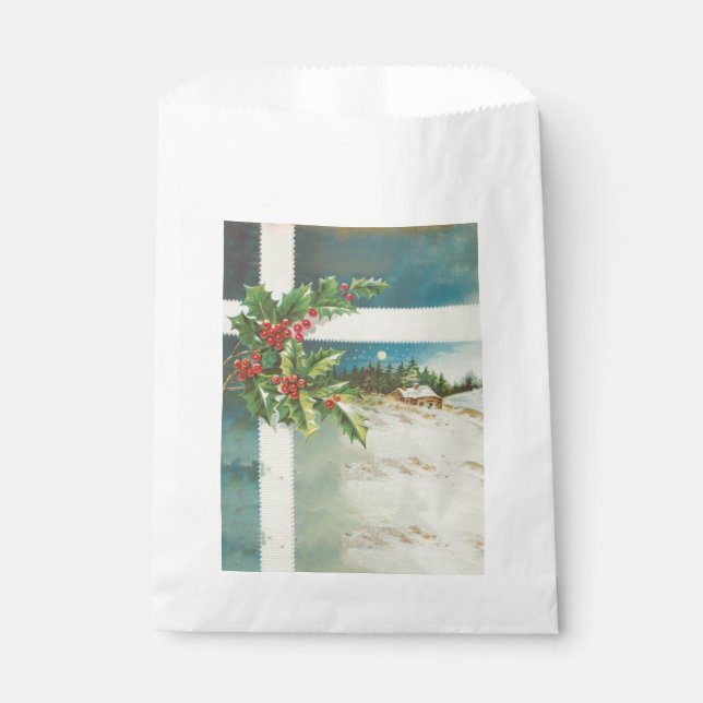 Sachets En Papier Scène de Noël Hiver de neige blanche (Devant)