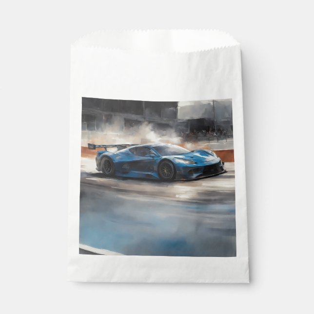 Sachets En Papier Scène dynamique de course urbaine bleue (Devant)