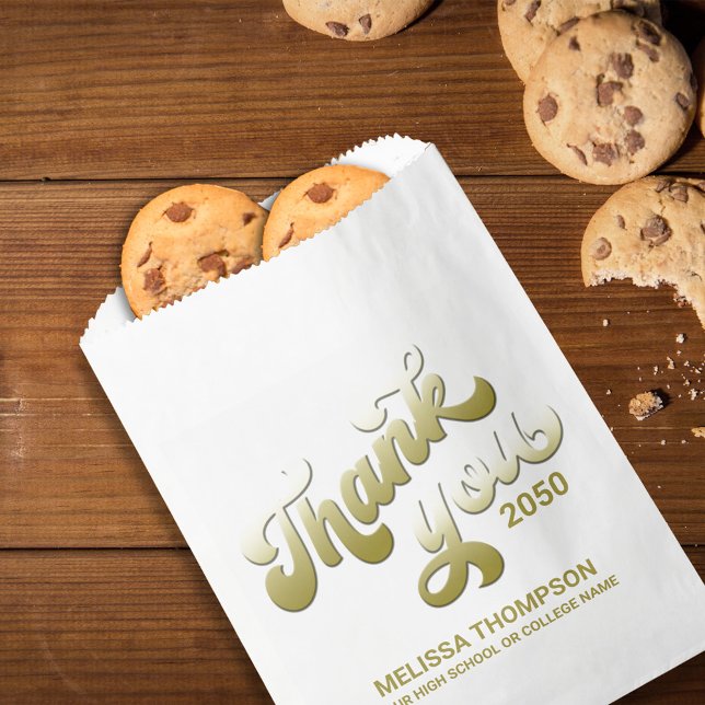 Sachets En Papier Script de typographie or simple Merci (Graduate gold typography Thank You party paper bag.)