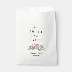 Sachets En Papier Script Love is Sweet Rose Floral Wedding Favor Bag