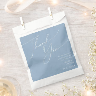 Sachets En Papier Script Whimsical Merci bleu Dusty Favoriser Sac