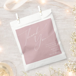 Sachets En Papier Script Whimsical Merci Rose Dusty Favoriser Sac