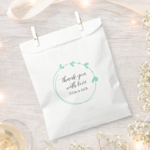 Sachets En Papier Seafoam simple coeur Mariage de couronne