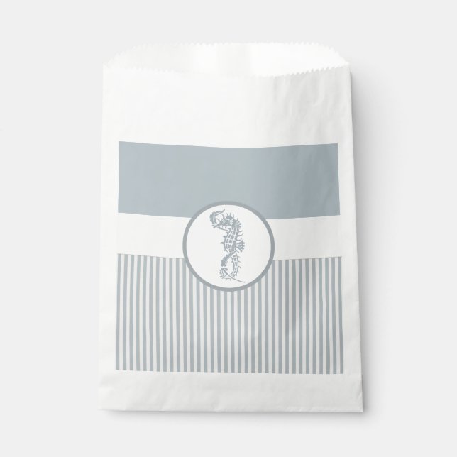 Sachets En Papier Seahorse Bleu Classique Nautique Élégant (Devant)
