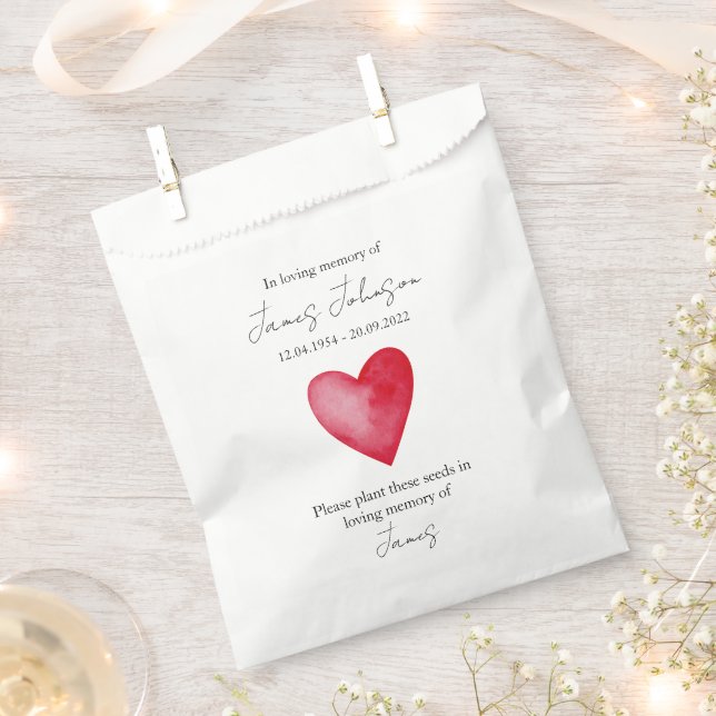 Sachets En Papier Semence funéraire de Red Heart Memorial (Coupé)