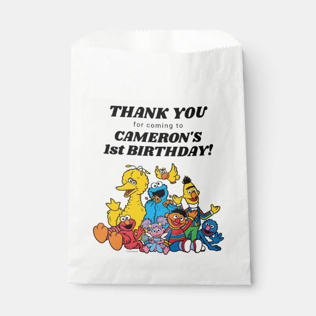 Sachets En Papier Sesame Street Pals 1er anniversaire - Merci (Devant)
