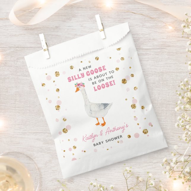 Sachets En Papier Silly Goose Pink Watercolor Girls Baby Shower (Coupé)