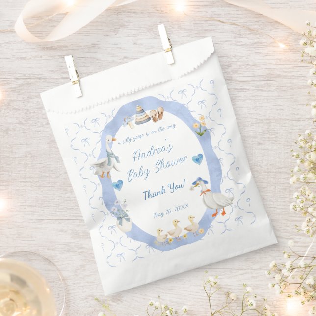 Sachets En Papier Silly Goose Whimsical Bow Baby Boy Shower (Coupé)