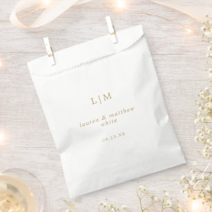 Sachets En Papier Simple Antique Or Monogramme Mariage élégant