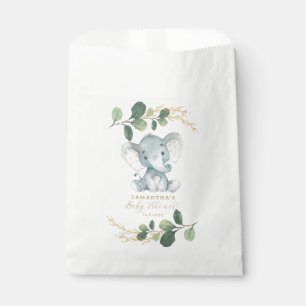 Sachets En Papier Simple Baby shower d'éléphant de la jungle verte
