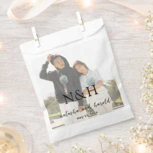 Sachets En Papier Simple minima gras monogramme photo Mariage modern