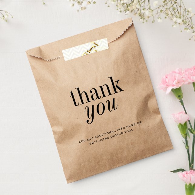 Sachets En Papier Simple Minimal Élégant Merci (Scellé)