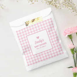 Sachets En Papier Simple minimaliste rose En vichy Baby shower fille