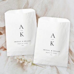 Sachets En Papier Simple moderne Mariage de monogramme noir