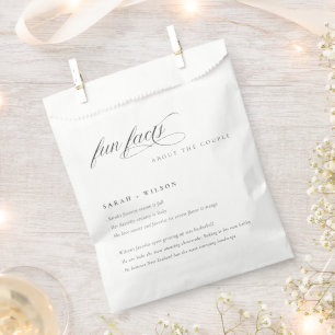 Sachets En Papier Simple Script noir blanc Mariage faits amusants