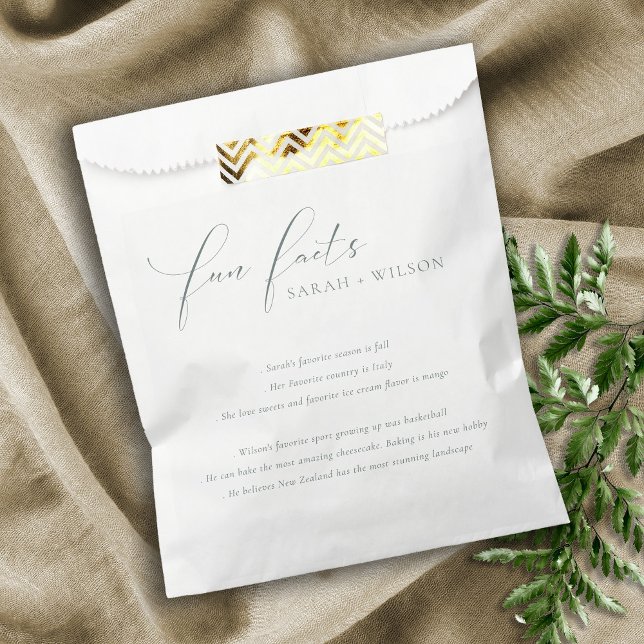 Sachets En Papier Simple Script noir blanc Mariage faits amusants (Créateur téléchargé)