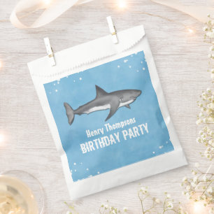 Sachets En Papier Simple Whimsical Birthday Sharks Blue Ocean Treat