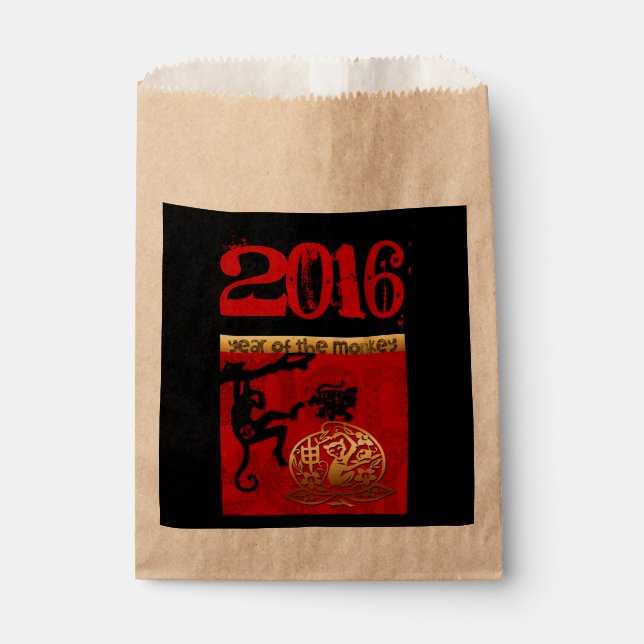 Sachets En Papier Singe mignon Chinois Année Zodiac Anniversaire Fav (Devant)