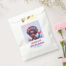 Sachets En Papier Sirène Africaine Américaine 5E Anniversaire