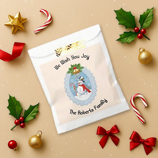 Sachets En Papier Snowman Holly Nous Vous Souhaitons Joie Holiday (Créateur téléchargé)