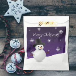 Sachets En Papier Snowman violet paysage hivernal Noël Favoriser les