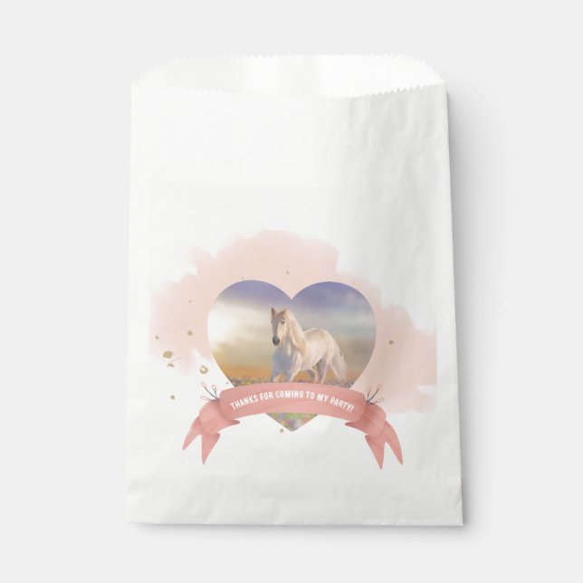 Sachets En Papier Soirée d'anniversaire de cheval personnalisée (Devant)