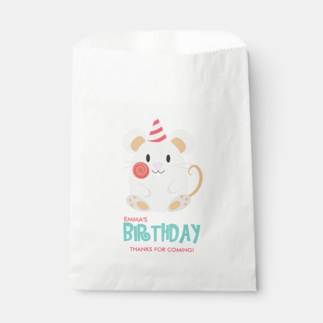 Sachets En Papier Soirée d'anniversaire du mignon Rat Kid (Devant)