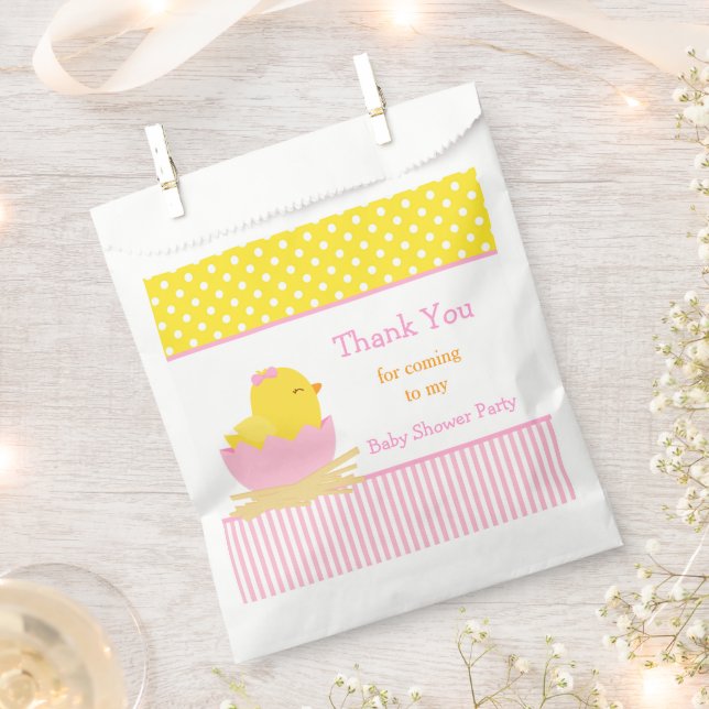 Sachets En Papier Soirée Douche Chick fille rose mignonne (Coupé)