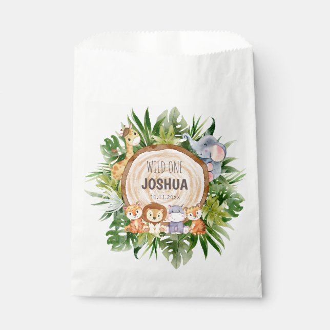 Sachets En Papier Soirée Safari Personnalisée Animaux (Devant)
