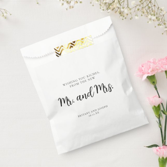 Sachets En Papier Souhaitez-vous Riches Noir Blanc Mariage Favoriser (Scellé)