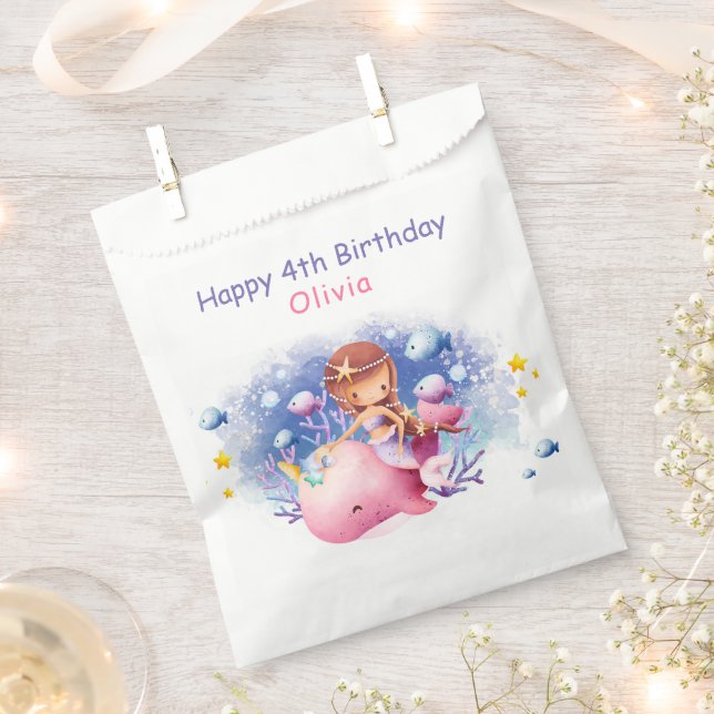 Sachets En Papier Sous la mer, mignonne Sirène Anniversaire (Coupé)