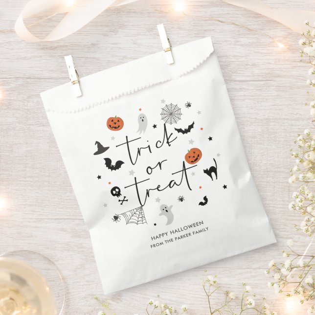 Sachets En Papier Soyons éffrayants de la fête d'Halloween blanc (Coupé)