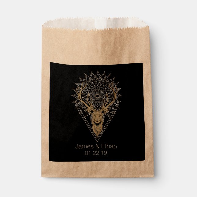 Sachets En Papier Stag Mandala Mariage (Devant)