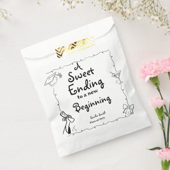 Sachets En Papier Style Doodles Main Drawn Graduation favorise signe (Scellé)