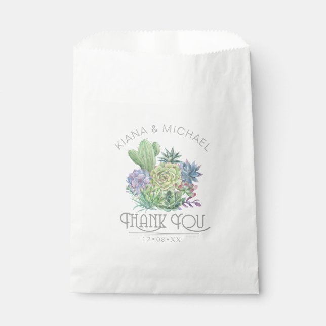 Sachets En Papier Succulents et Mariage étincelant ID515 (Devant)