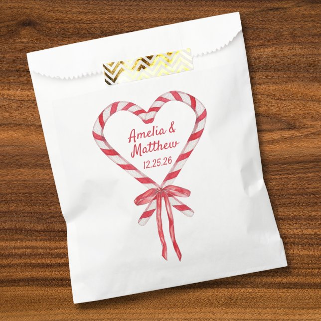 Sachets En Papier Sucre de canne Coeur & Bow | Mariage de Noël perso (Créateur téléchargé)