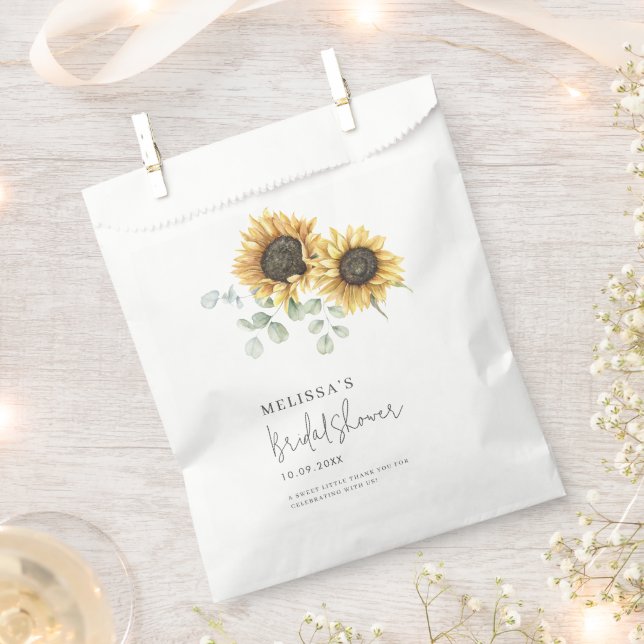 Sachets En Papier Sunflower Eucalyptus Fête des mariées verte (Coupé)