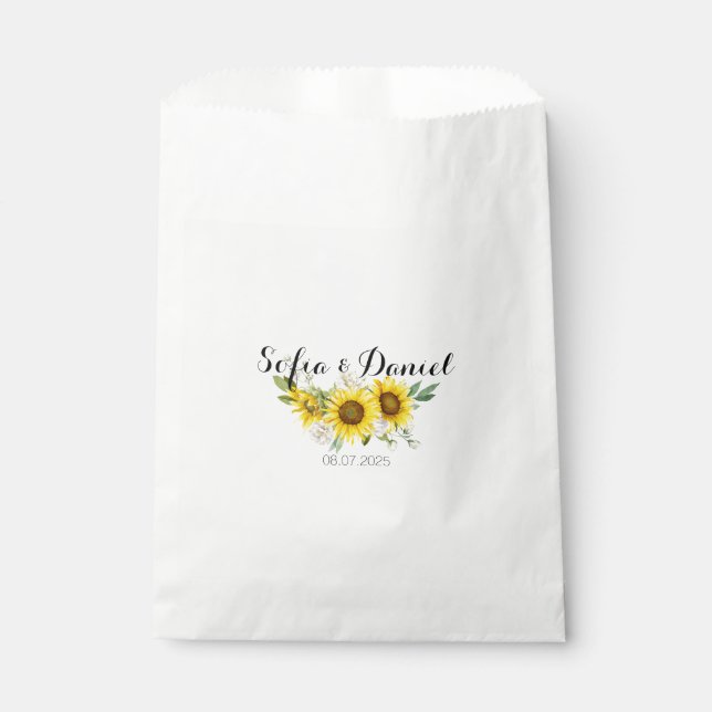 Sachets En Papier Sunflower watercolor white rose wedding  (Devant)