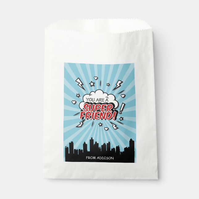 Sachets En Papier Superhero Ami Comic Valentine Favoriser Sac (Devant)