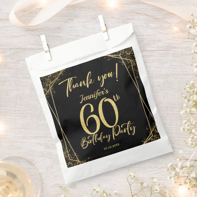 Sachets En Papier Surprise 60e fête d'anniversaire Black & Gold Part (Coupé)