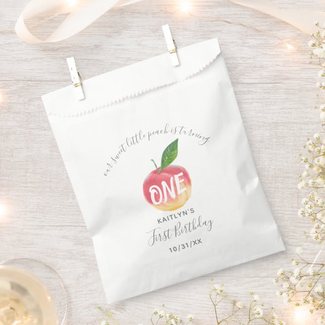 Sachets En Papier Sweet Little Peach 1er anniversaire (Coupé)