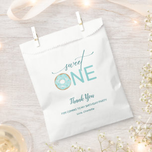 Sachets En Papier Sweet One Donut Girl's 1st Birthday Merci Turquois