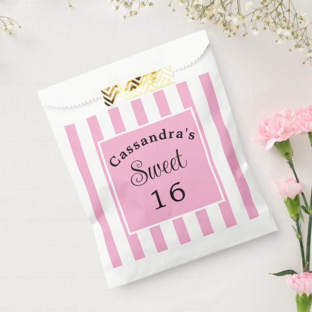 Sachets En Papier Sweet sixteen rose rayure classique chic (Scellé)