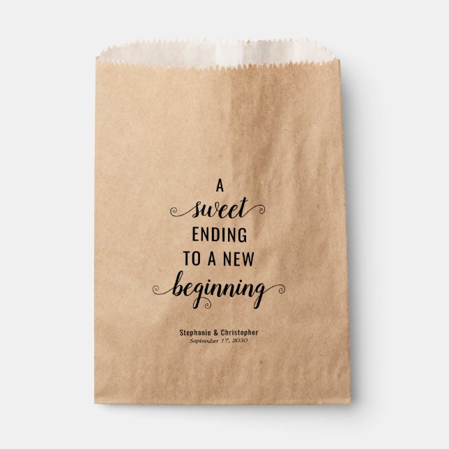 Sachets En Papier Sweet Terminer le nouveau début Mariage de script  (Devant)