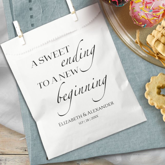 Sachets En Papier Sweet Terminer le nouveau début | Mariage noir et  (Créateur téléchargé)