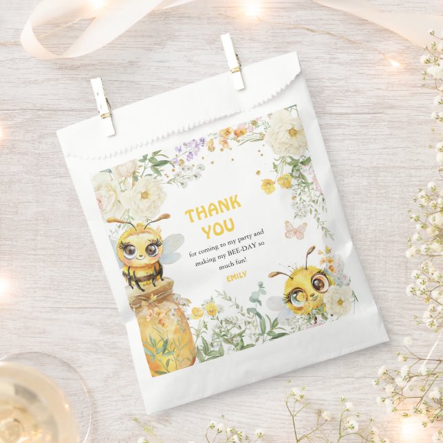 Sachets En Papier Sweet to Bee ONE' 1er anniversaire Merci (Coupé)