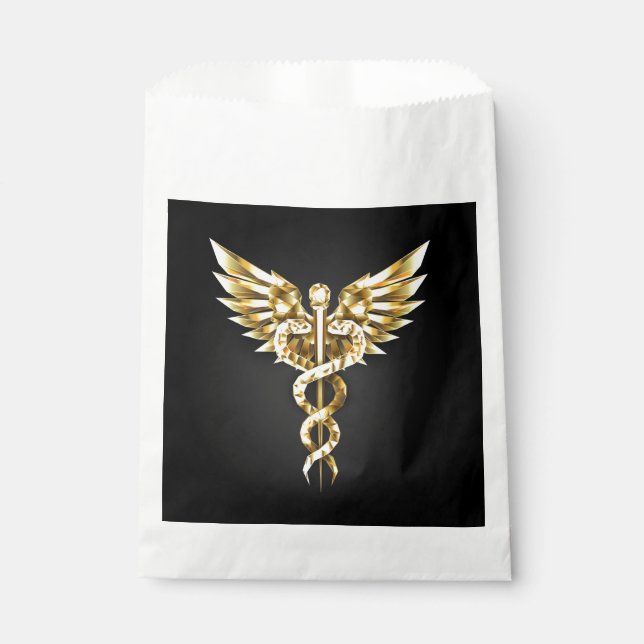 Sachets En Papier Symbole Polygonal Or Caduceus (Devant)